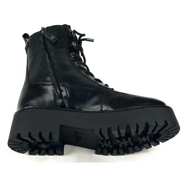 Sam Edelman Elliot Black Leather Platform Combat Boot Lace Up Womens 7M New $180 - Picture 6 of 13
